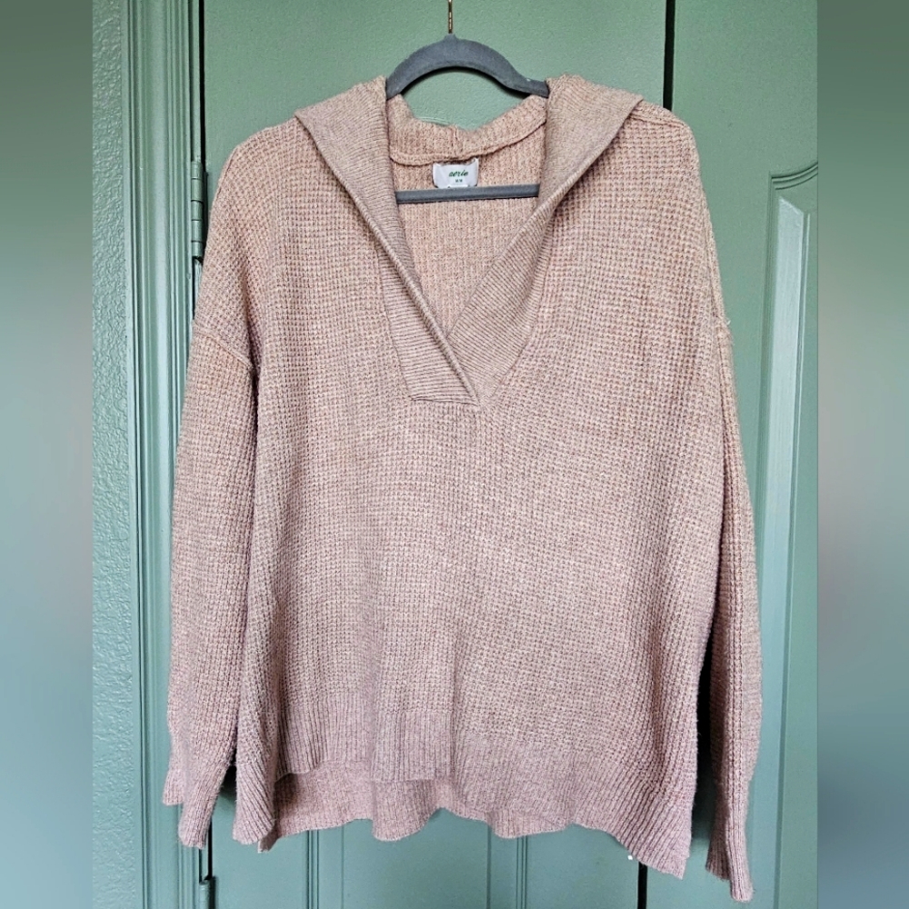 Aerie hooded waffle knit sweater